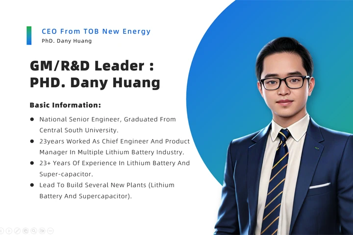 PhD. Dany Huang – Batterijproductie-expert en CEO van TOB New Energy